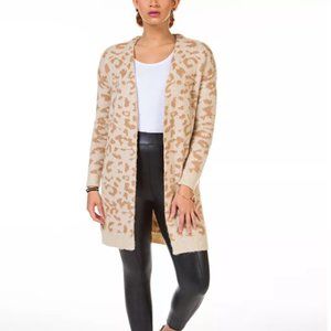 Black Tape Printed Contrast Trim Cardigan Beige Size XL NWT